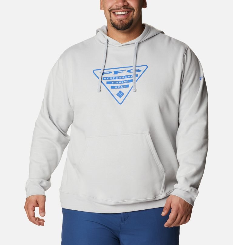 Men\'s Columbia PFG Triangle II Hoodie White | Plus Size CA-M8C13